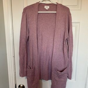 Old Navy Women's Mauve Open-Front Longline Cardigan with Pockets - Size Large